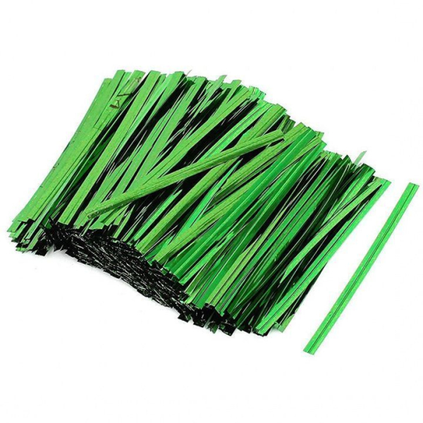 Твист лента (завязки) для пакетиков зеленая 8 см 100 шт