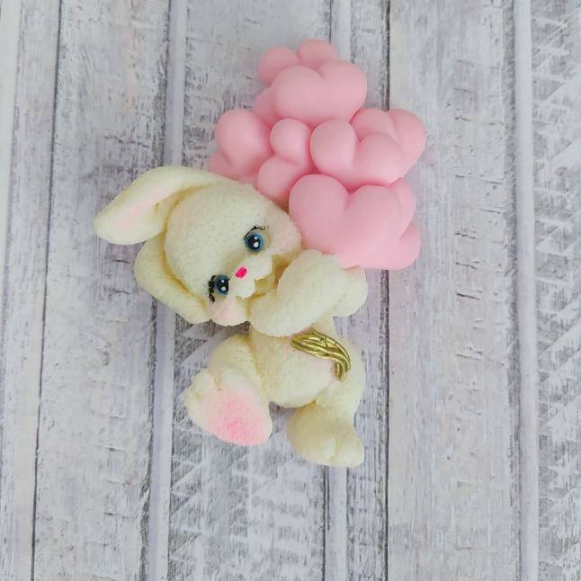 Зайка-с-воздушными-шарами Фигура из глазури "Зайка с воздушными шарами" 2Д Белый — изображение 1