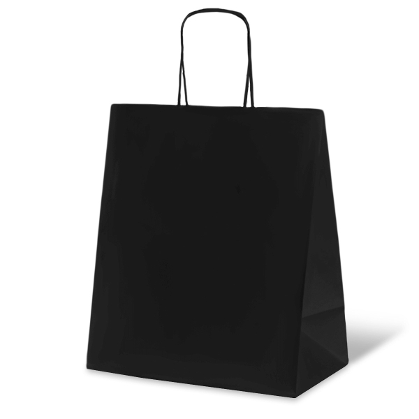 Пакет Бумажный крафт Черный с крученной ручкой 24x14х28 см