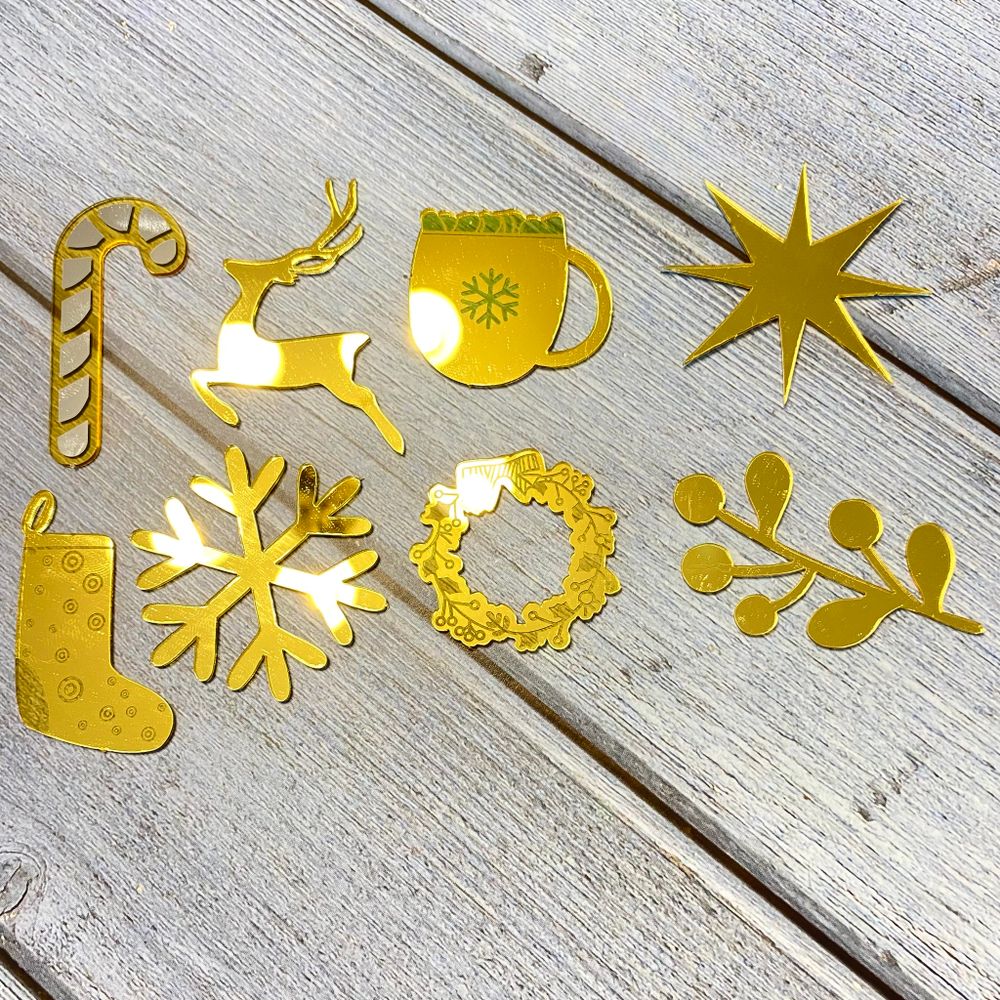 НГ1 Топпер декоративный набор «Новогодний набор №1» Золото 8 шт — изображение 1