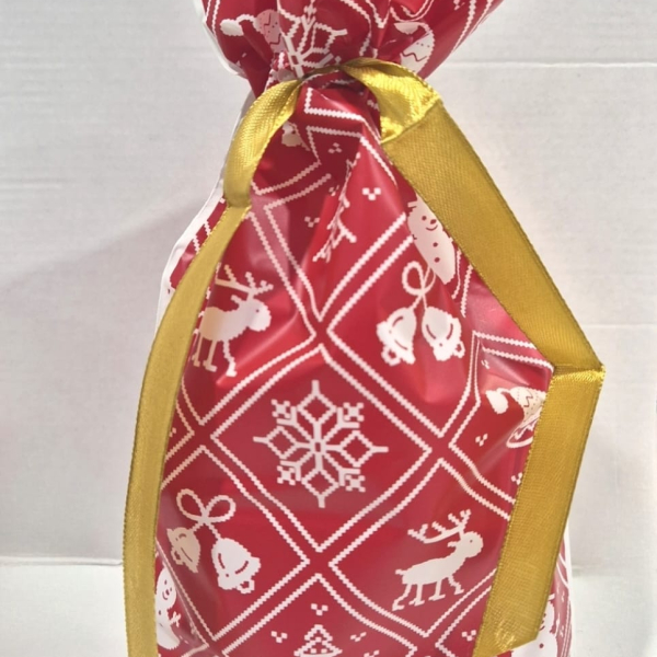 Пакет Новогодний полиэтиленовый Красный с завязками 15х23 см
