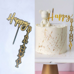 Топпер уголок «Happy Birthday» Черный с золотом