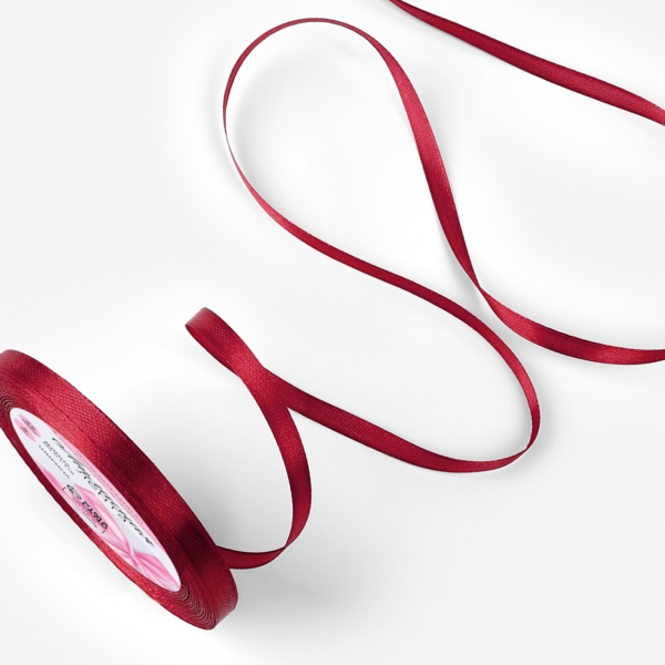 Лента атласная бордовая 6 мм 23±1 м №37