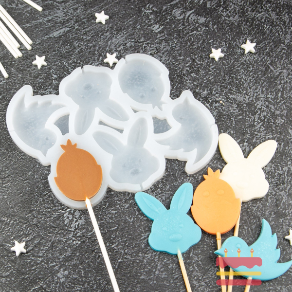 Силиконовая форма для леденцов Пасхальные животные