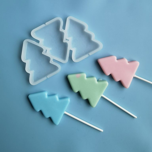 Силиконовая форма для леденцов "Елочки 3в1"