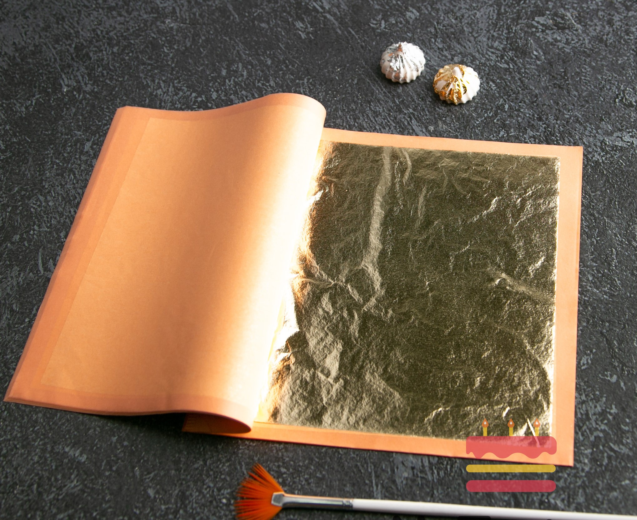 й Декоративное золото лист 14х14 см 5 шт — изображение 1