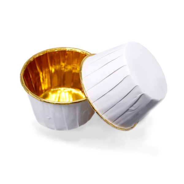 Капсула бумажная с подворотом Золото/Белый D50 H40 1 шт