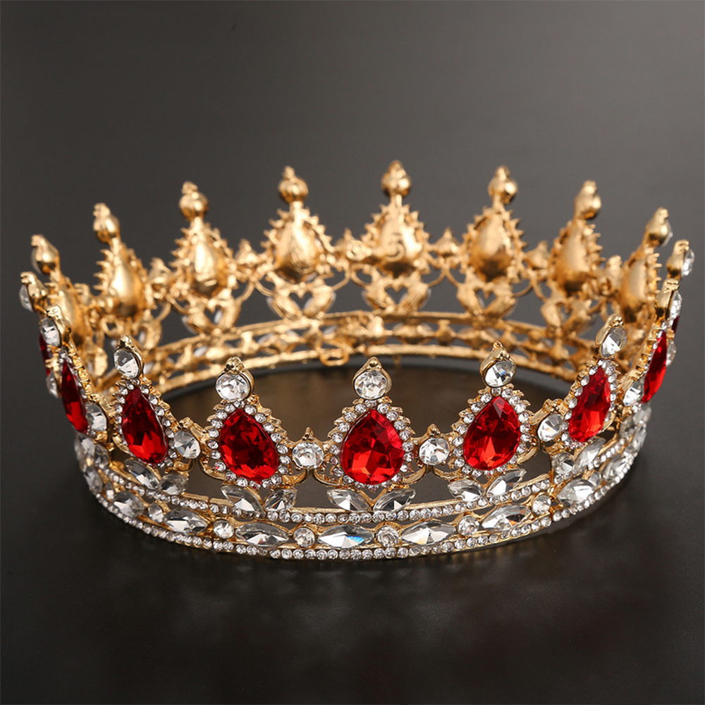 кор-крас-камн Корона декоративная на торт Золото (Красные камни) 12 см — изображение 1