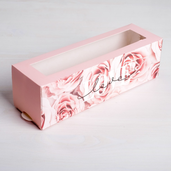 Короб для макарон с окошком "Розы"