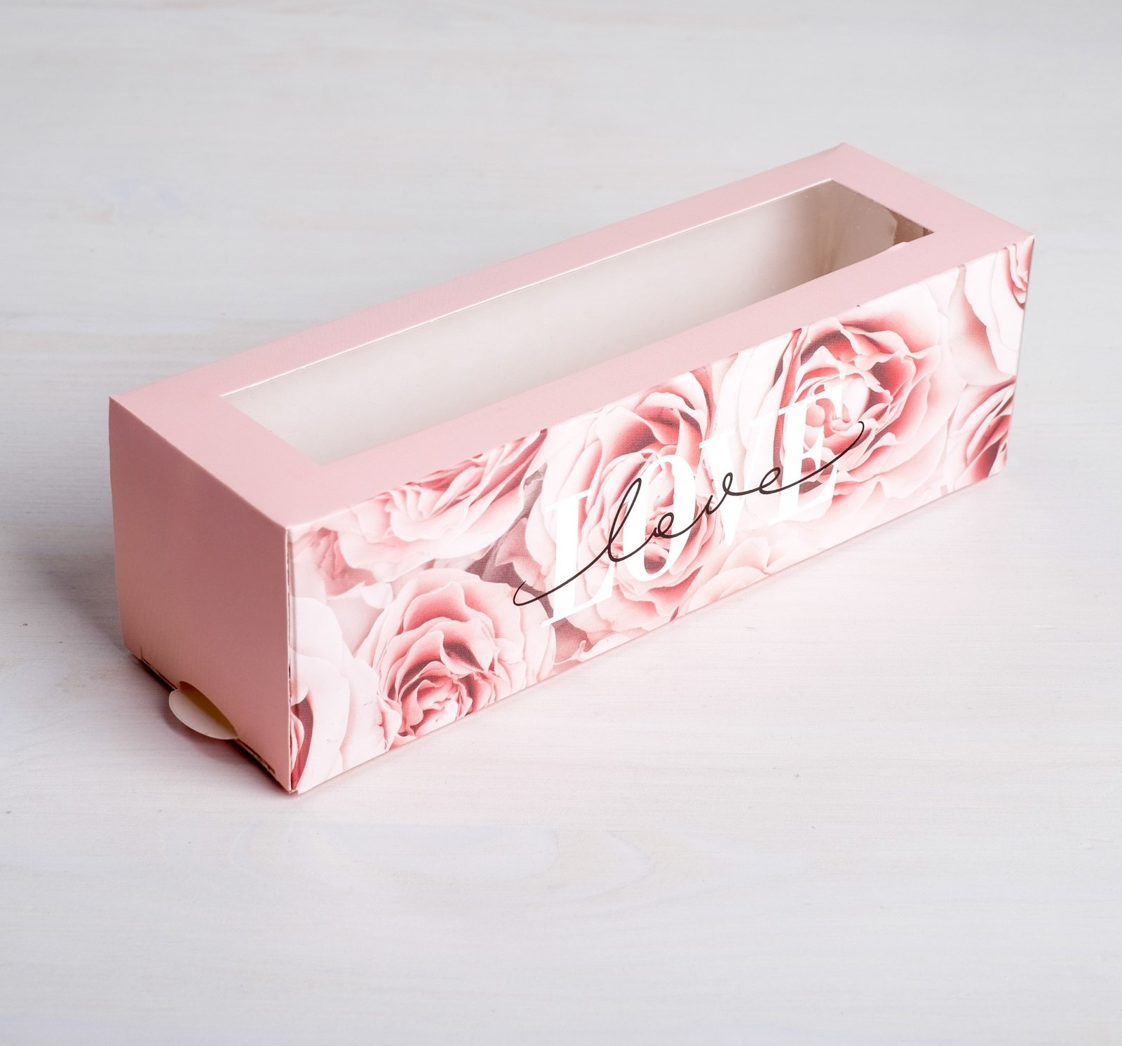 кор-мак-розы Короб для макарон с окошком "Розы" — изображение 1