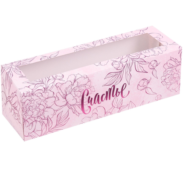 Короб для макарон с окошком "Цветы. Счастье"