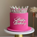 Корона декоративная на торт Серебро (Розовые камни) 12 см — изображение 2