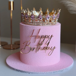 Корона декоративная на торт Золото (Сиреневые камни) 12 см — изображение 2