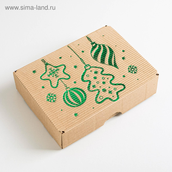 Коробка для сладостей Новогодние игрушки Крафт 21х15х5 см