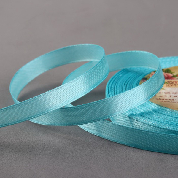 Лента для декора и упаковки Атласная Голубая 10 мм