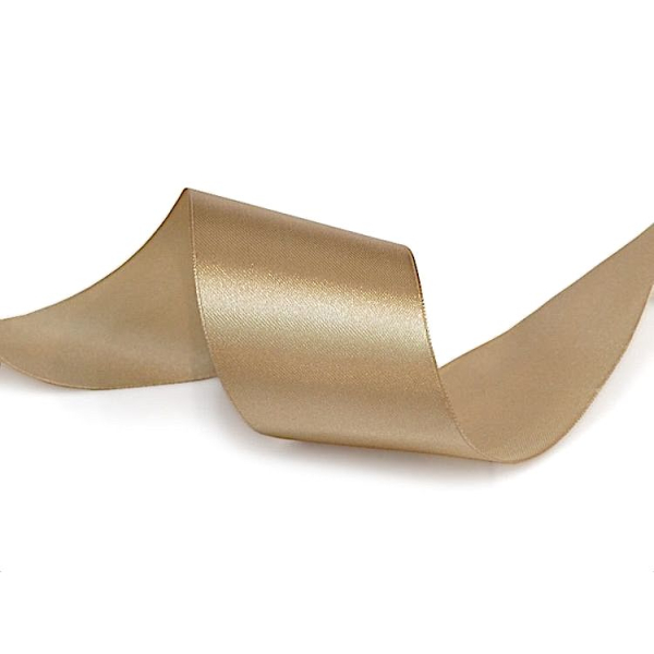 Лента атласная Золотисто бежевая 2,5 см 27 м