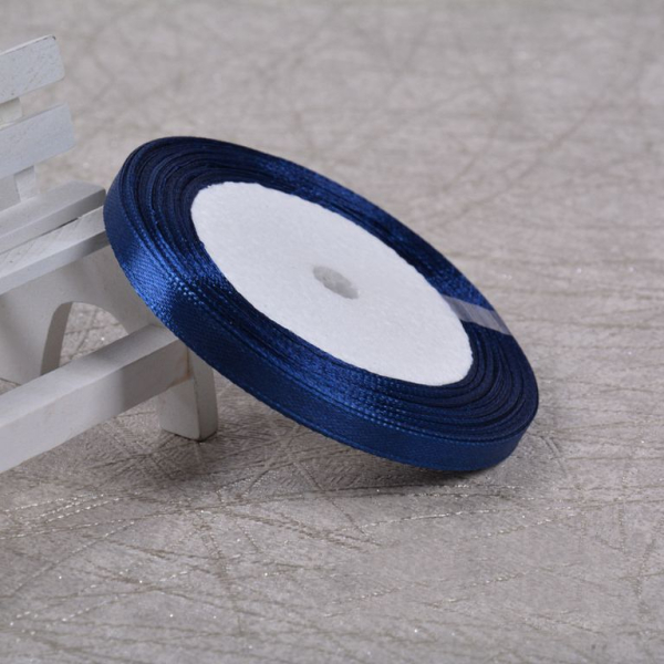 Лента для декора и упаковки Атласная Тёмно-синяя №38 6 мм