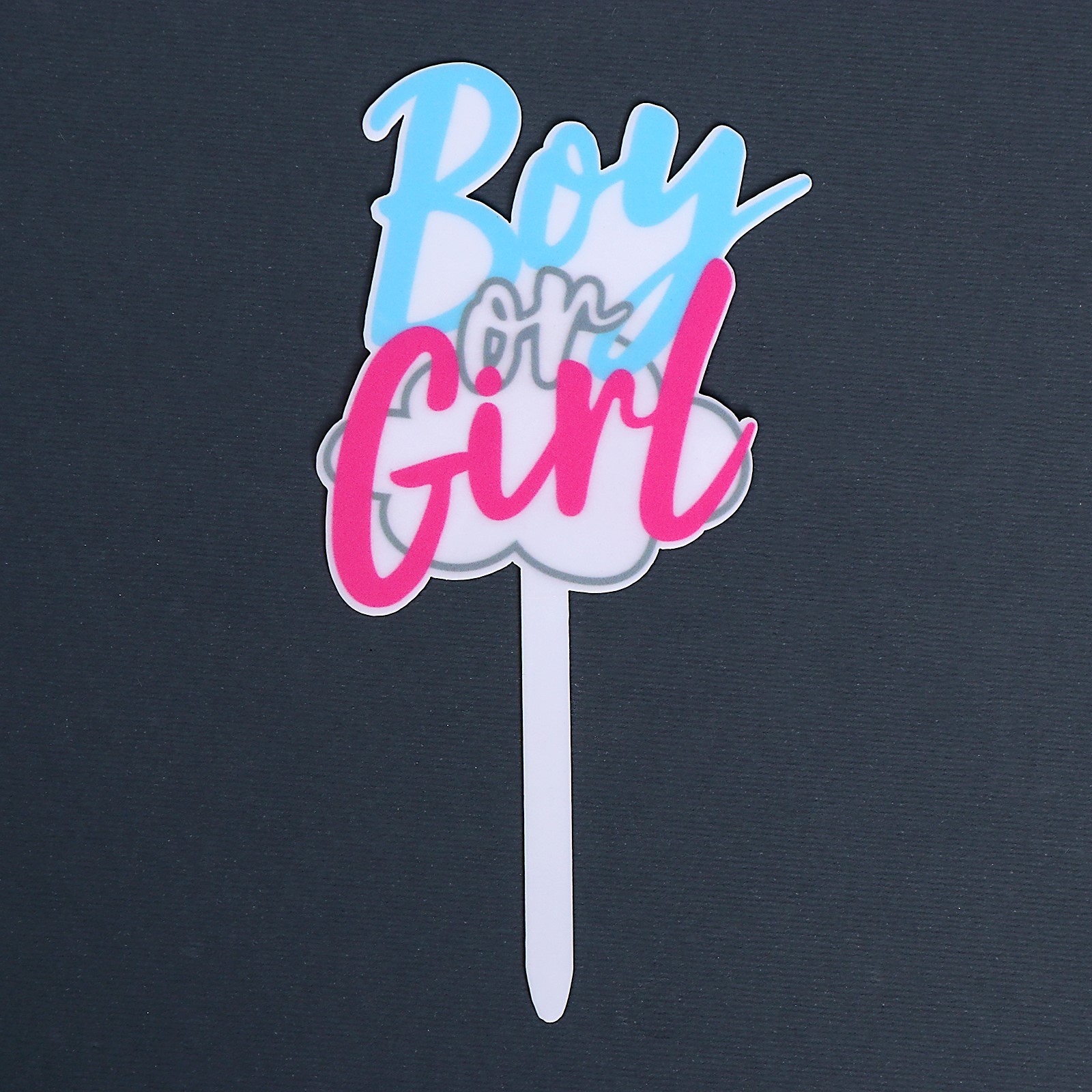 мальч-дев Топпер для торта на гендер-пати Boy or Girl, акрил — изображение 1