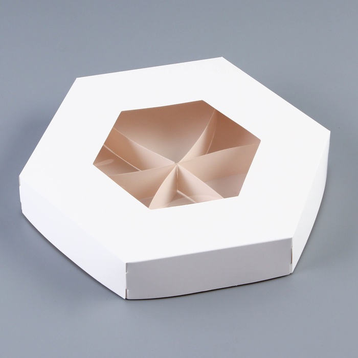 мен Коробка - менажница Белая с окном для сладостей и закусок 23×4 см — изображение 1