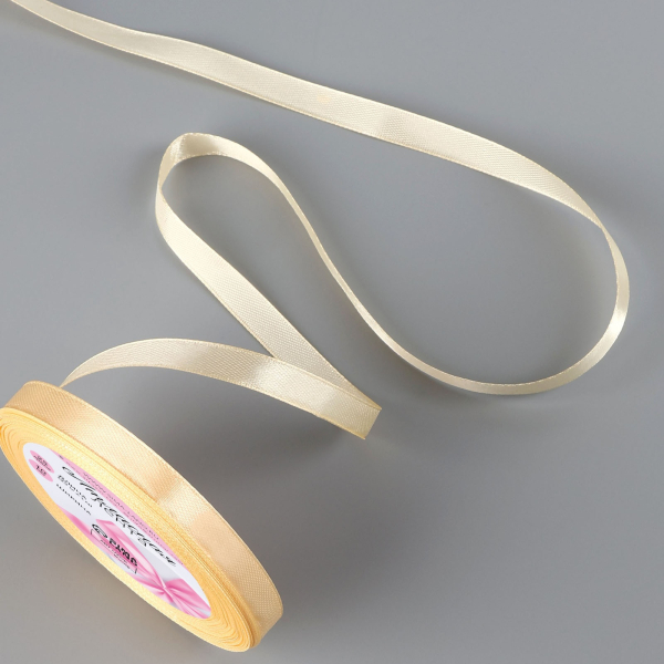 Лента атласная нежно-персиковая 10 мм 23±1 м