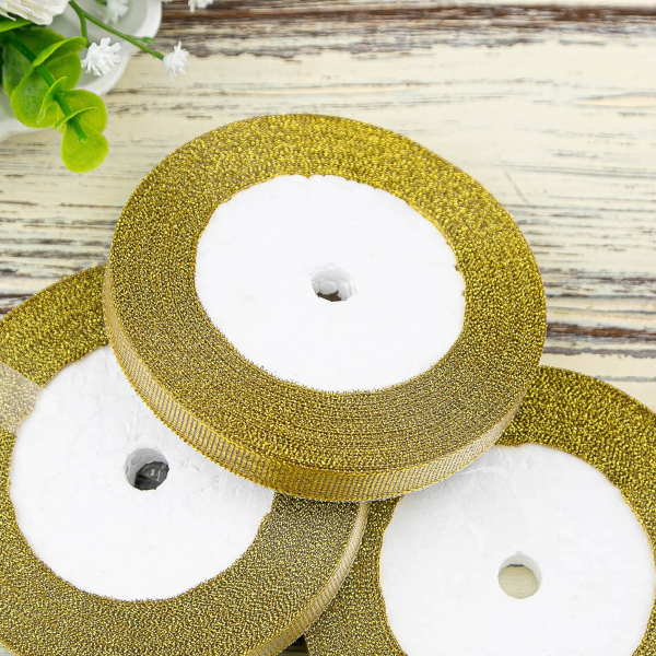 Лента для декора и упаковки Парчовая Золотая 10 мм