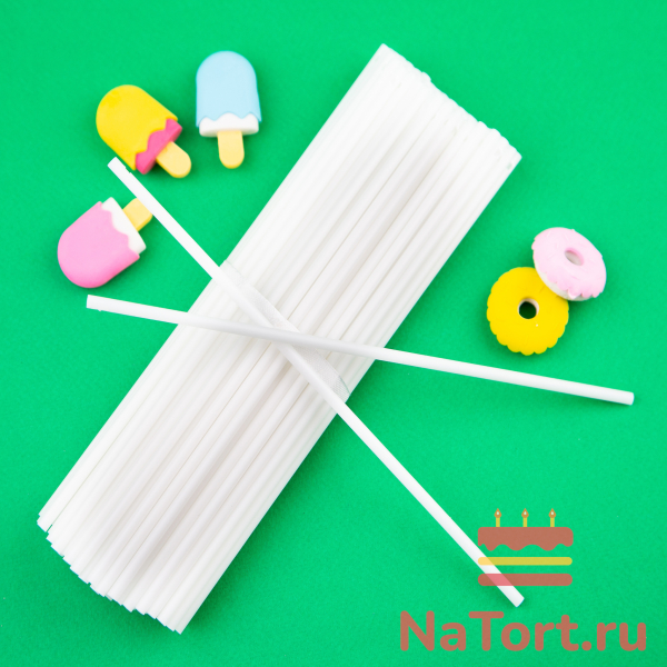 Палочки для кейк-попс пластиковые Белые 20 см 50 шт