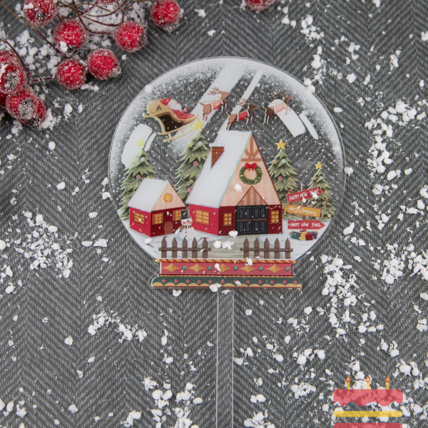 Топпер Merry Christmas волшебный шар(Санта над городом)