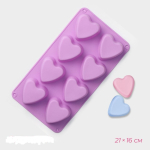 Форма для выпечки Сердце силикон 31×16 см 8 ячеек