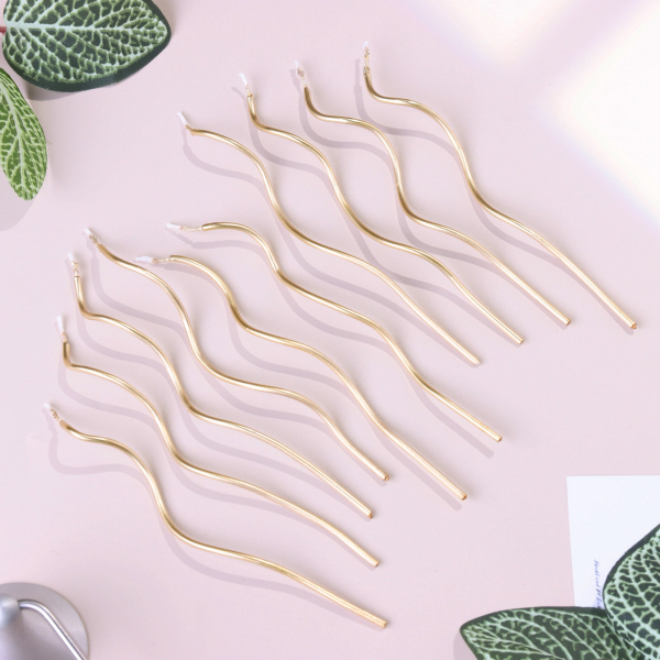 Свечи декоративные Серпантин тонкие Золотые 10 шт