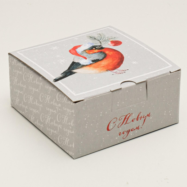 Коробка для сладостей с окошком "С Новым годом!" 15х15х7 см