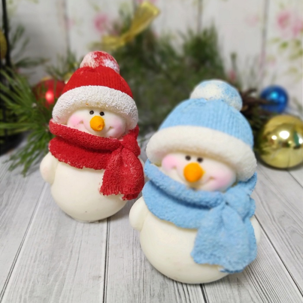 Фигура из глазури "Снеговик" 3Д Шапка/Шарфик Красный