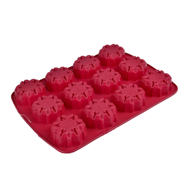 форма силиконовая для мусса и выпечки Снежинки 12 шт