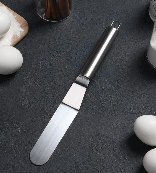 Лопатка (спатула) изогнутая с металлической ручкой 7 см