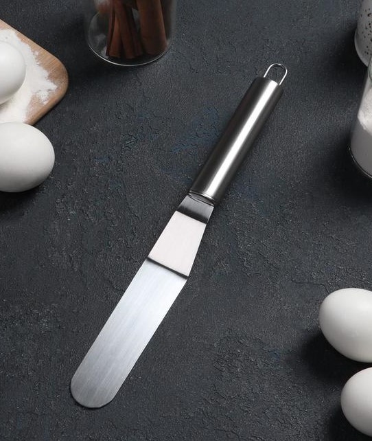 спатула Лопатка (спатула) изогнутая с металлической ручкой 7 см — изображение 1