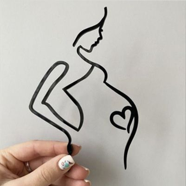 Топпер акриловый «Силуэт женское счастье» Черный