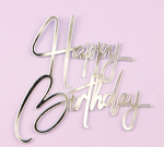 Топпер боковой для торта "Happy Birthday" Серебро №3/1