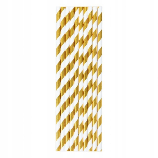 Трубочки бумажные 6х20 мм Бело-золотая полоска Complement 10шт