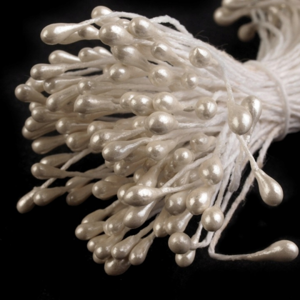 Тычинки двусторонние длина 5,5 см диаметр 4мм Жемчужные