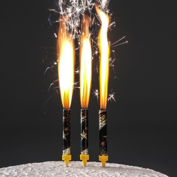Свечи фонтаны для торта «Звёзды», 12.5 см, 30 сек, 3 шт.