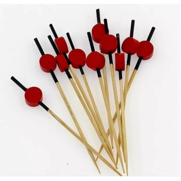 Пика деревянная для канапе Шайба красная 12 см 20 шт