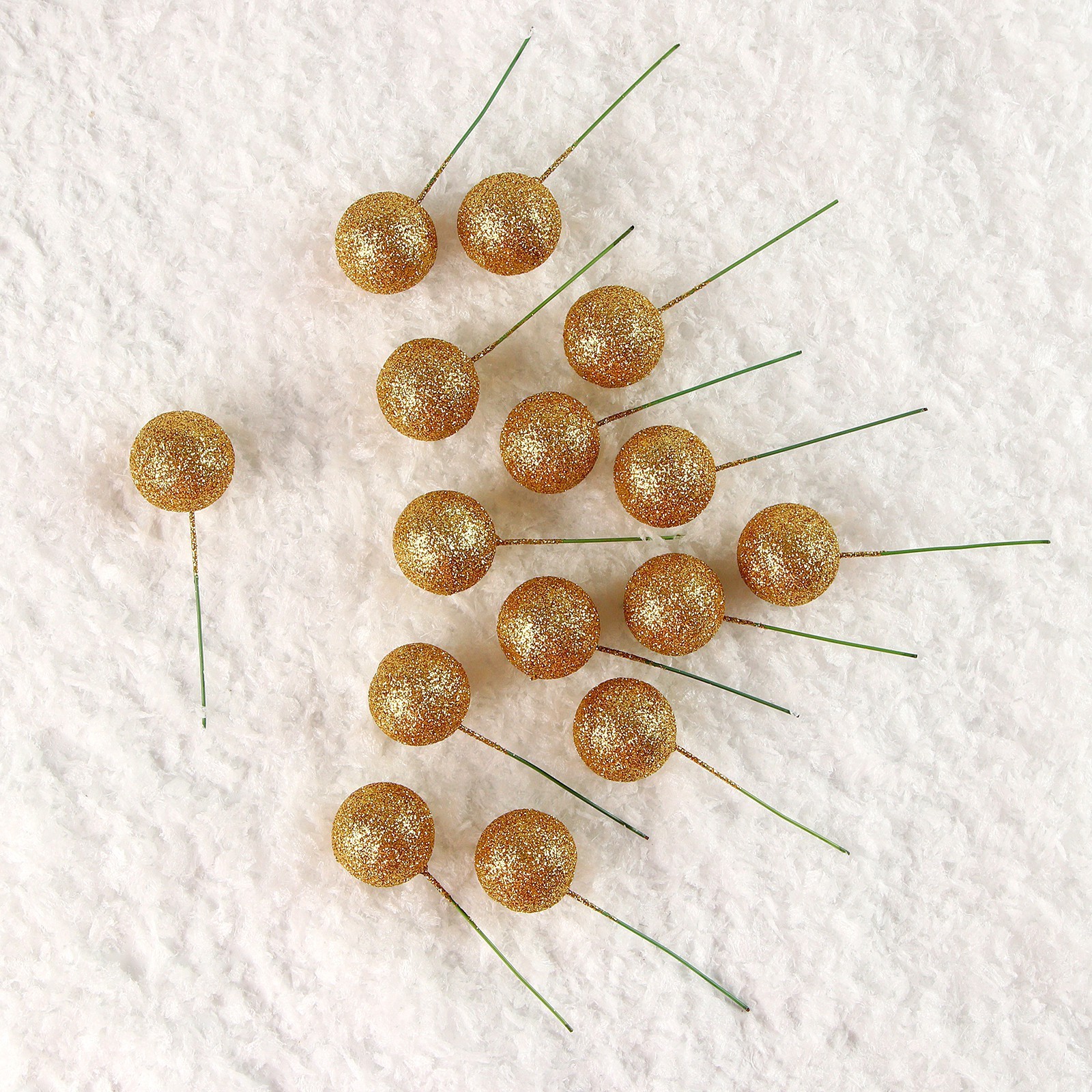 шар-зол Фигурка для декора на проволоке «Шар» золото 15 шт — изображение 1