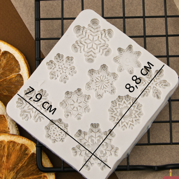 Силиконовый молд Снежинки 10в1