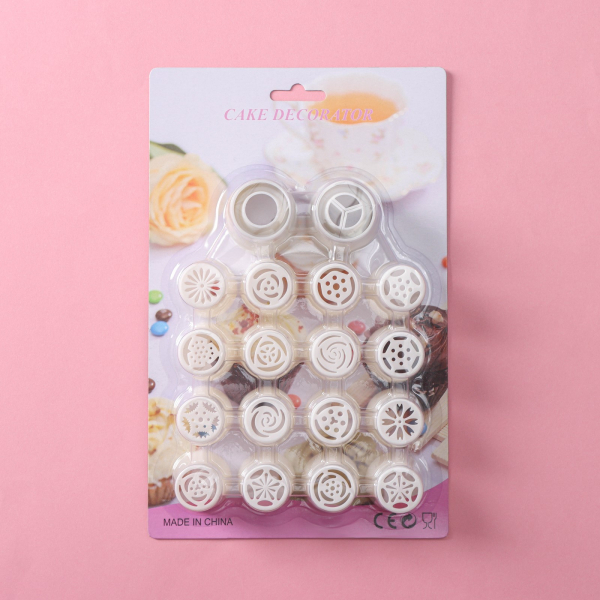 Набор пластиковых насадок кондитерских d=3.5 см 16 шт. 2 адаптера