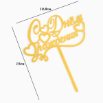 Топпер для торта на ножке «С днем рождения Сердце» Золото — изображение 2