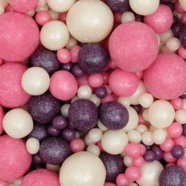 Посыпка из дутого риса «Жемчуг» Серебро, розовый, сиреневый 50 г