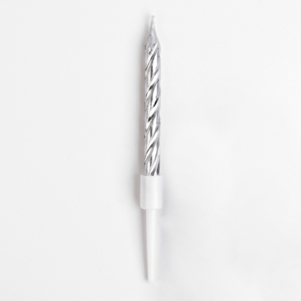 Свечи в торт «Спираль» Серебряный металлик 5 см 1 шт