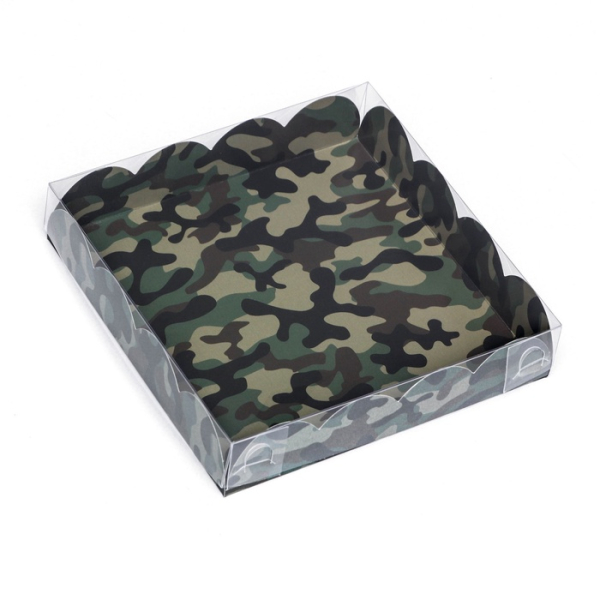 Коробка для печенья «Зеленый камуфляж» 15×15×3