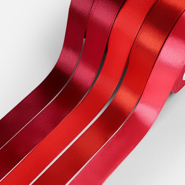 Набор атласных лент Красная-бордовая 20 мм 5 шт