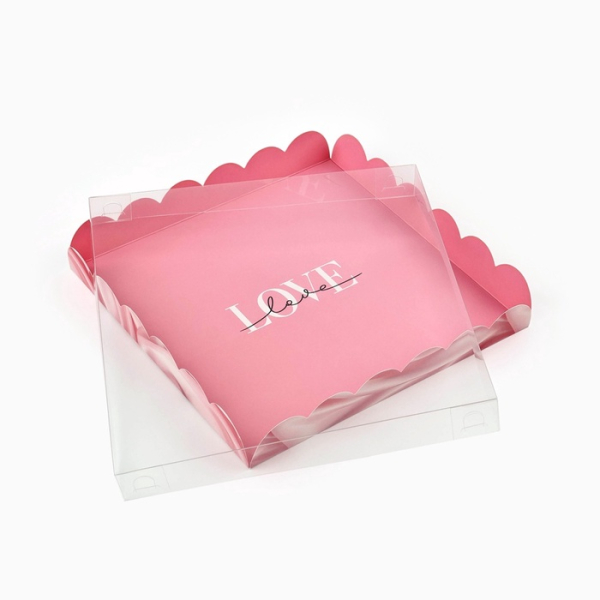 Коробка с прозрачной крышкой " Шелковая Любовь" 21х21х3 см