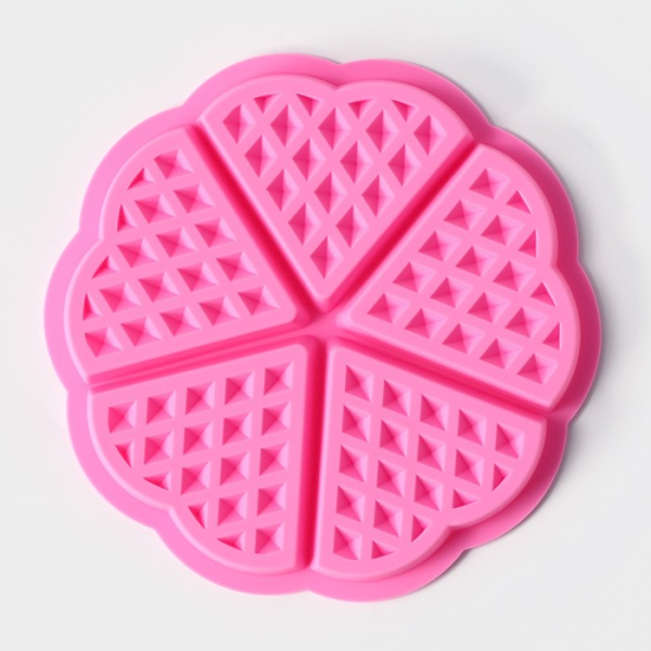 Форма силиконовая для выпечки Вафли венские "Сердце" d=18 см 5 шт